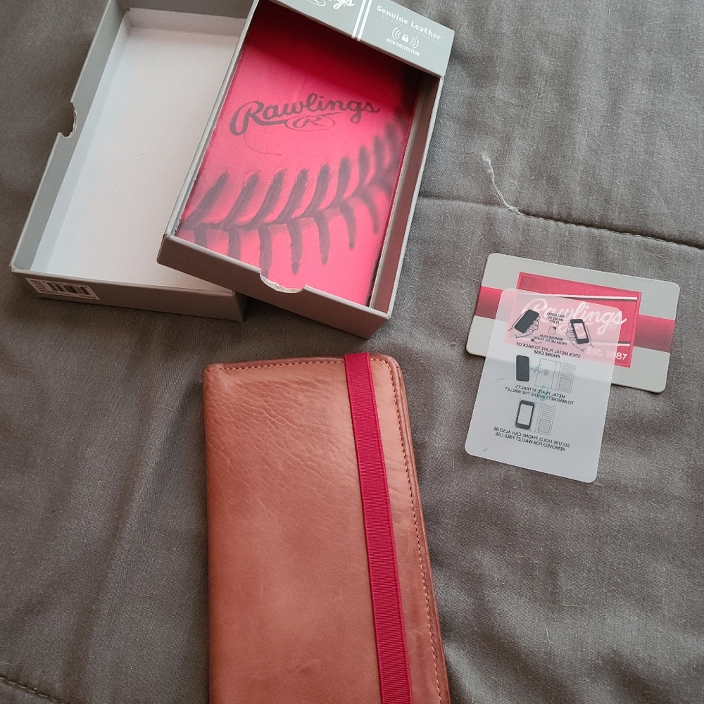 Rawlings leather baseball wallet with phone holder